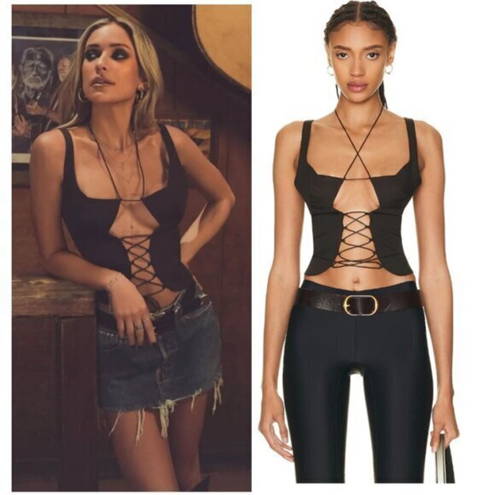 KNWLS Top Ray Bustier Lace Up Corset in Dark Brown